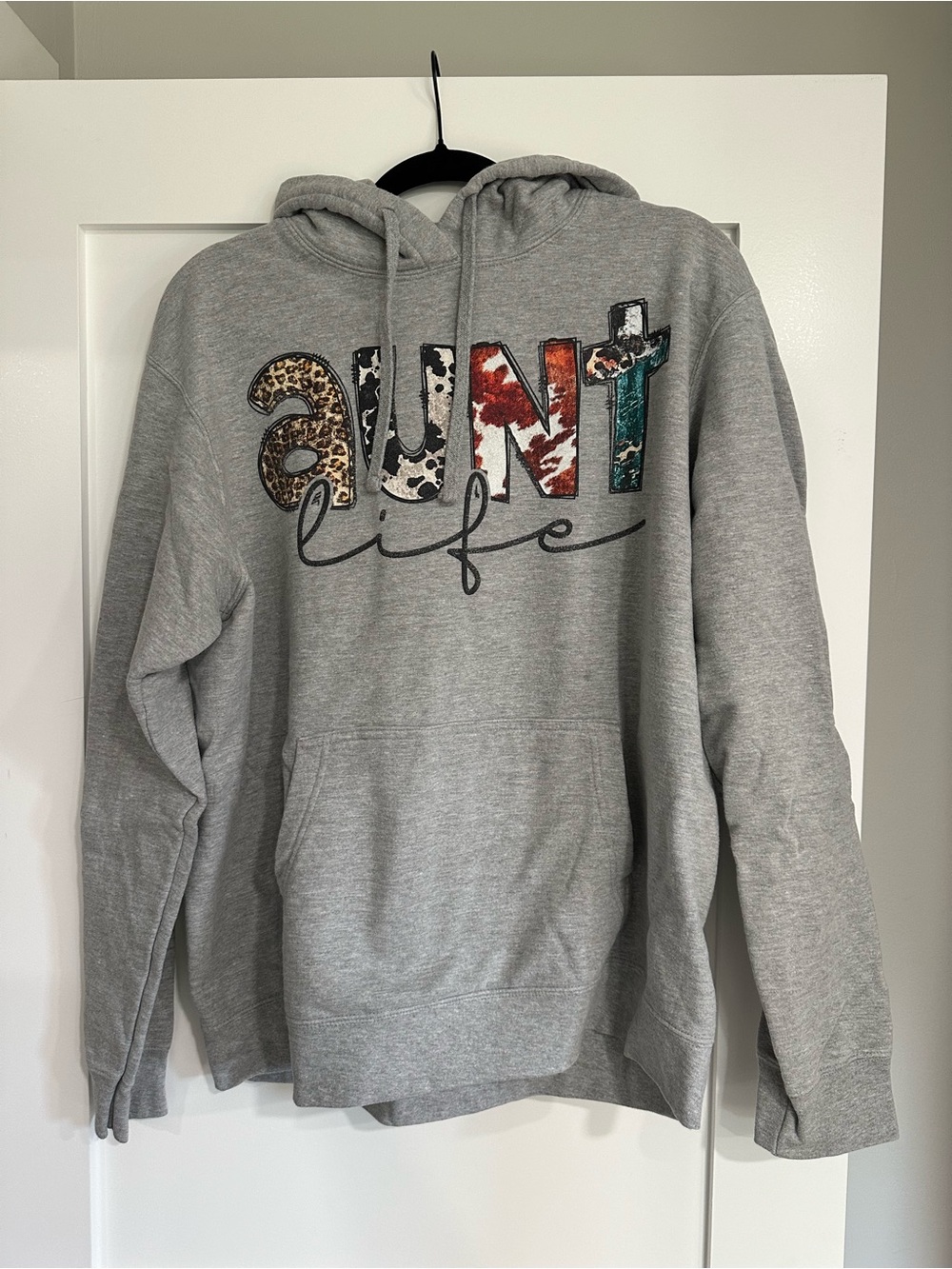 Gray 'Aunt Life' Graphic Casual Pullover Sweatshirt